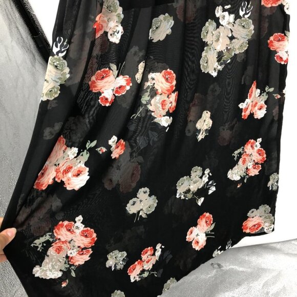 MINKPINK Black Floral V-Neck Long Sheer Sleeve Maxi Dress size XS - Picture 6 of 14